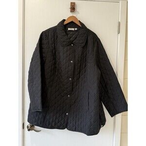 Avenue Women's Quilted Plus 26/28 Black Lightweight Jacket Transitional Classic